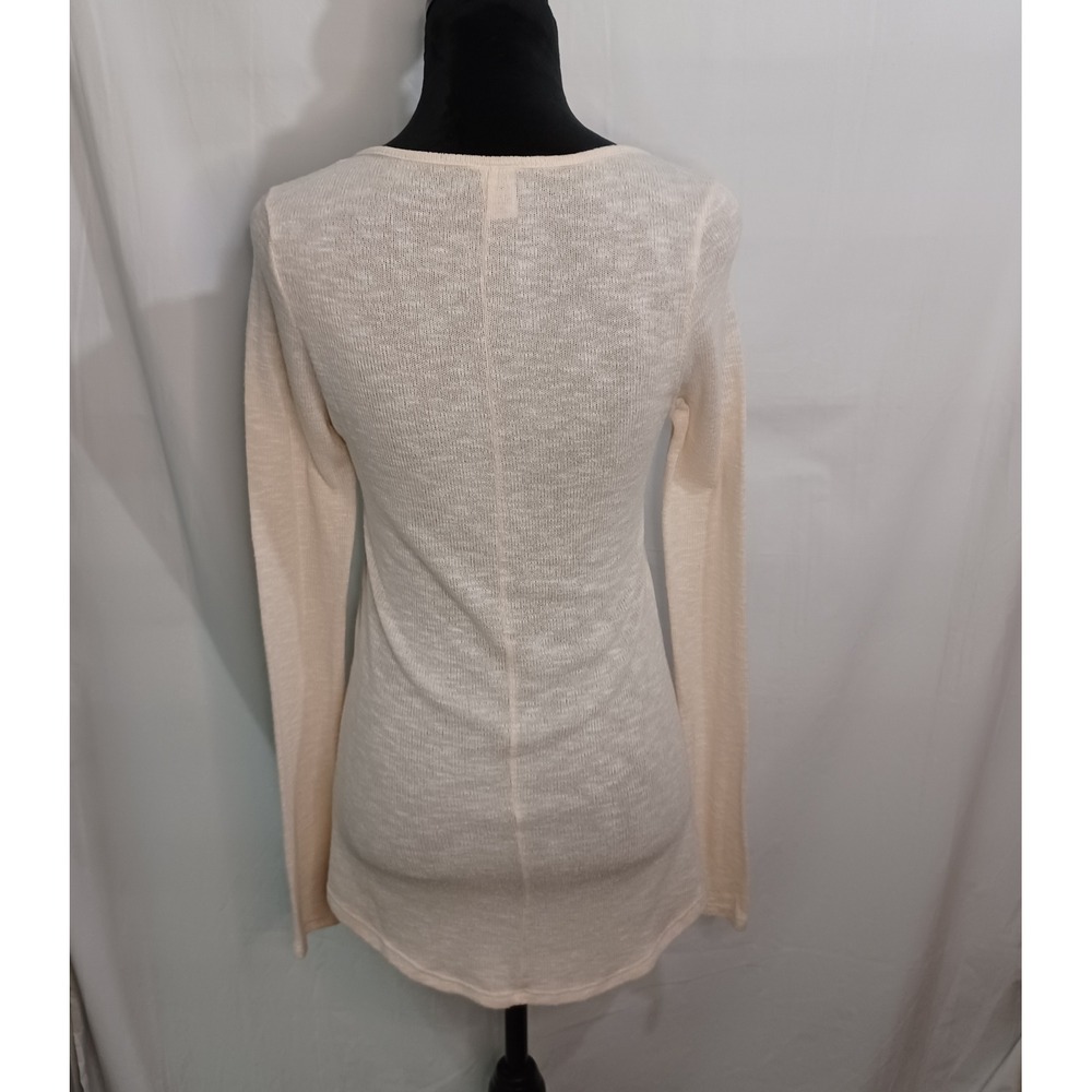 Women's Daytrip Beige Lightweight Sheer Studded Lace Long Sleeve Blouse Size Med - Picture 2 of 9